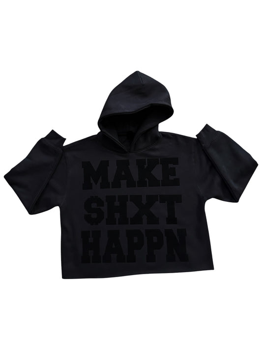 Black on Black Cutoff Hoodie