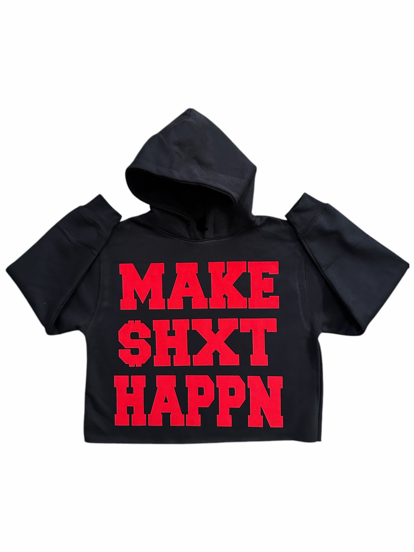 Red on Black Cutoff Hoodie